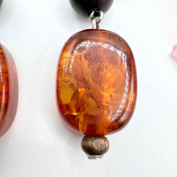 Amber Cha Cha Dangle Earrings UV Tested Glows Green Natural Bohemian Earthcore - Picture 4 of 10